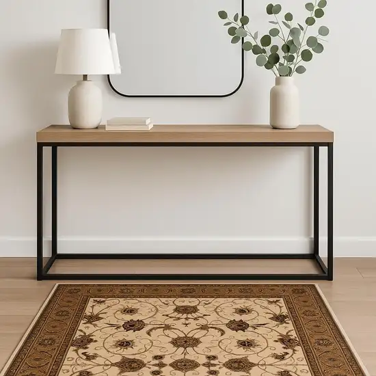 Beige And Ivory Oriental Area Rug Photo 1