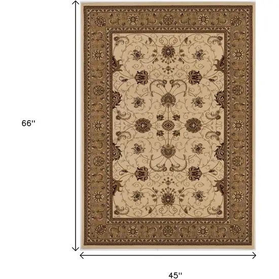 Beige And Ivory Oriental Area Rug Photo 3