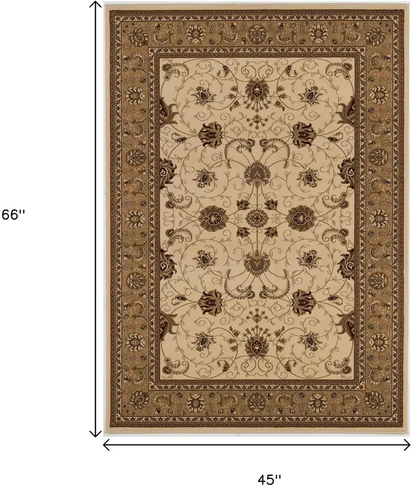 Beige And Ivory Oriental Area Rug Photo 3