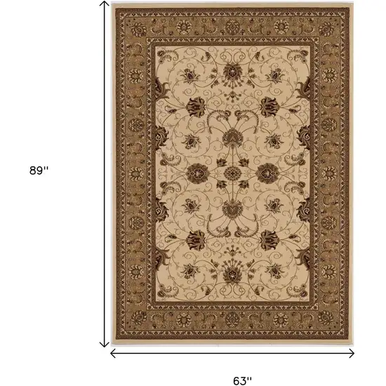 Beige And Ivory Oriental Area Rug Photo 3