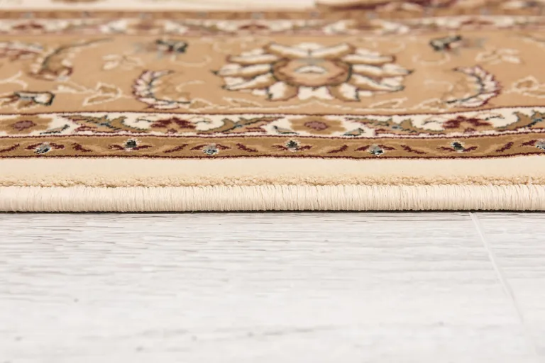 Cream and Tan Ornate Border Area Rug Photo 4