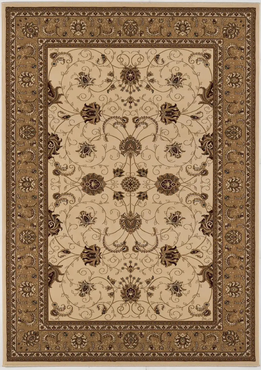 Beige And Ivory Oriental Area Rug Photo 4
