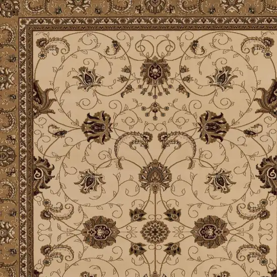 Cream and Tan Ornate Border Area Rug Photo 1