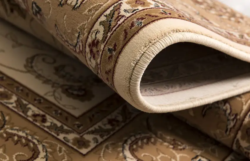 Cream and Tan Ornate Border Area Rug Photo 9