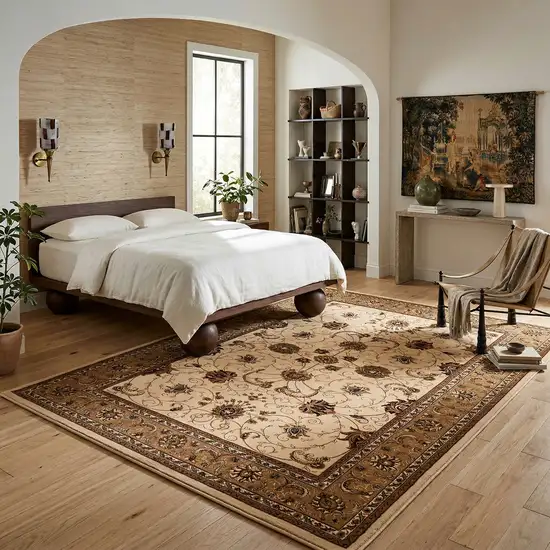 Beige And Ivory Oriental Area Rug Photo 7