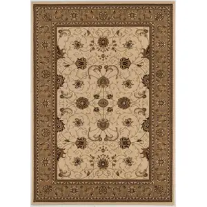 Photo of Cream and Tan Ornate Border Area Rug