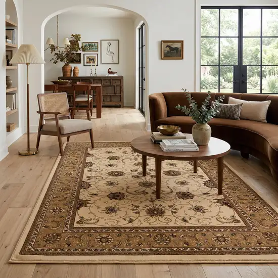 Beige And Ivory Oriental Area Rug Photo 5