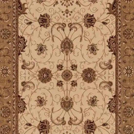 10' Beige And Ivory Oriental Runner Rug Photo 3
