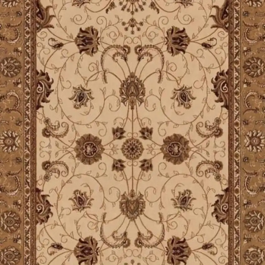 10' Beige And Ivory Oriental Runner Rug Photo 3