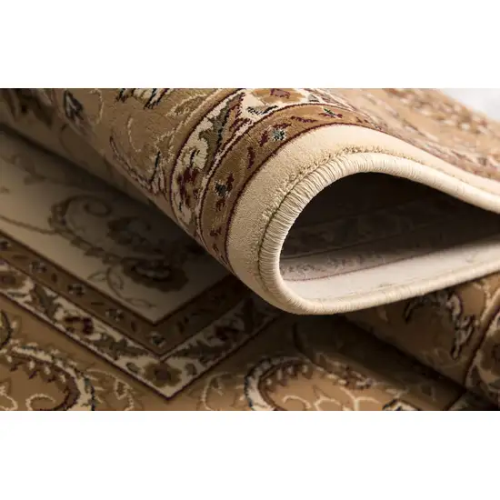 10' Beige And Ivory Oriental Runner Rug Photo 6