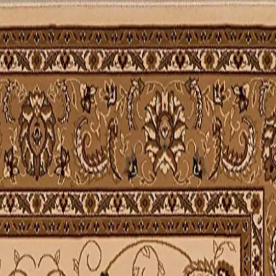 13' Beige And Ivory Oriental Runner Rug Photo 6