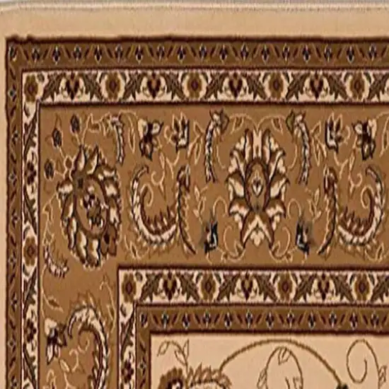 15' Beige And Ivory Oriental Runner Rug Photo 4