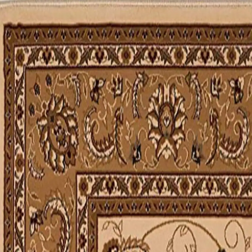 15' Beige And Ivory Oriental Runner Rug Photo 4