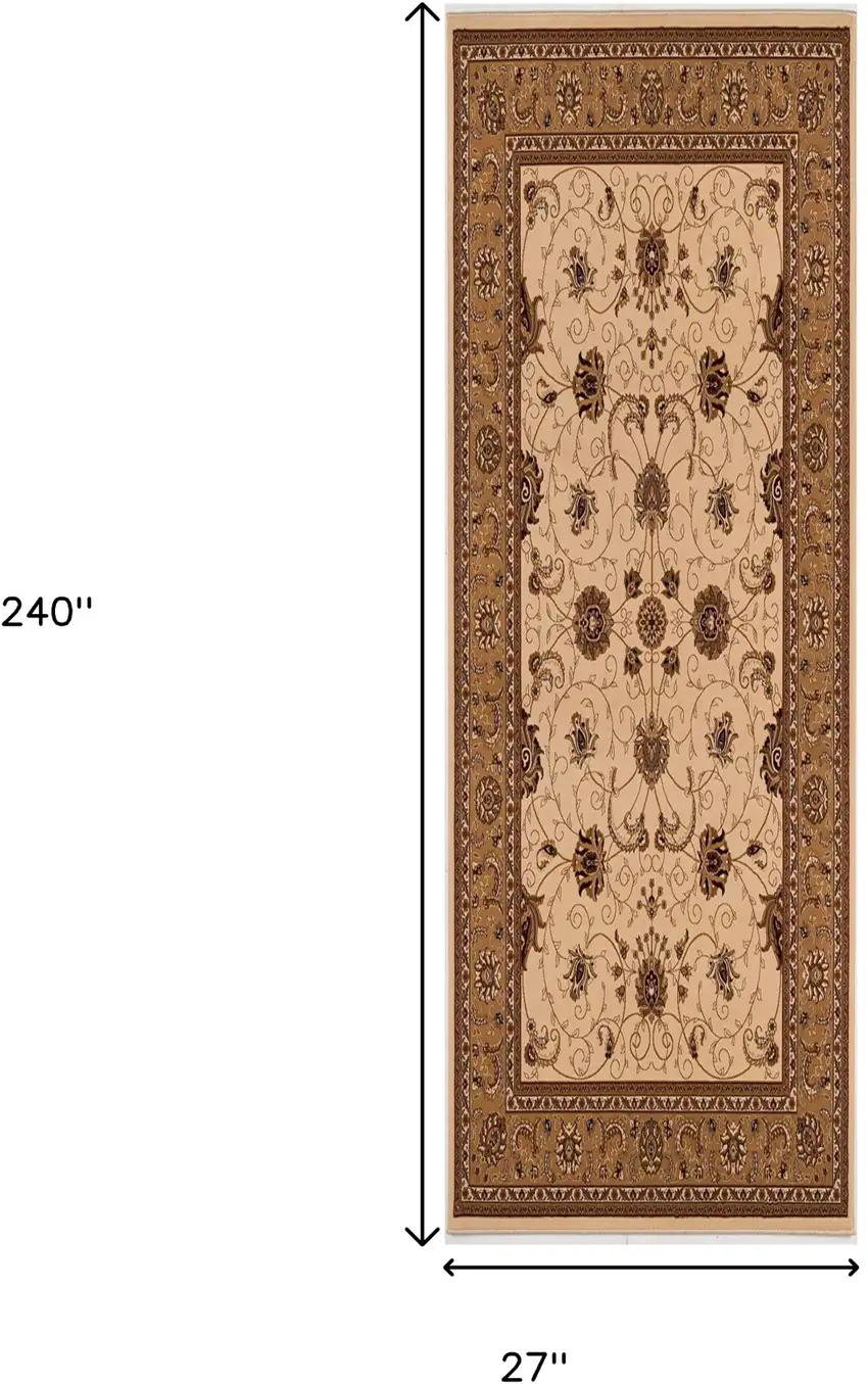 20' Beige And Ivory Oriental Runner Rug Photo 9