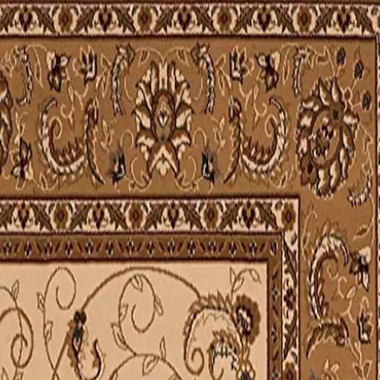8' Beige And Ivory Oriental Runner Rug Photo 7