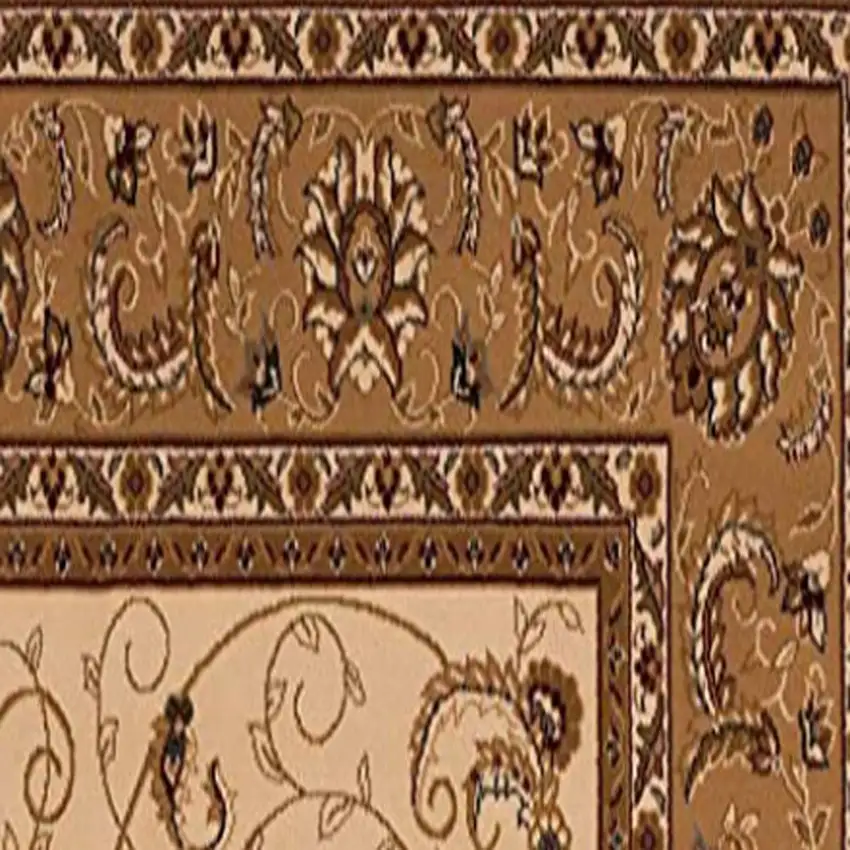 8' Beige And Ivory Oriental Runner Rug Photo 7