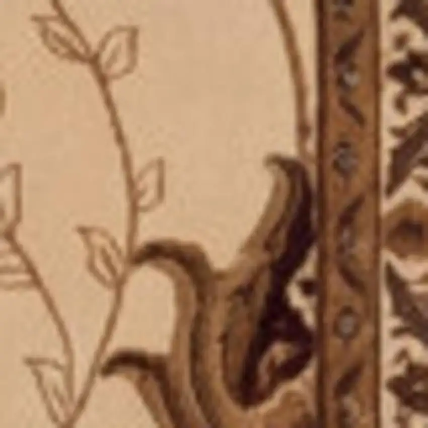 8' Beige And Ivory Oriental Runner Rug Photo 3