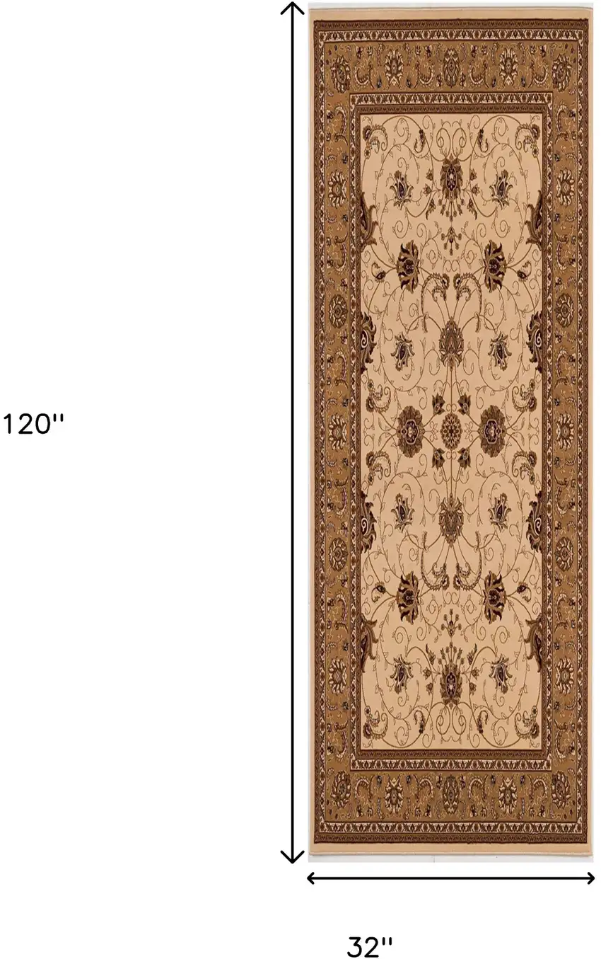 10' Beige And Ivory Oriental Runner Rug Photo 3