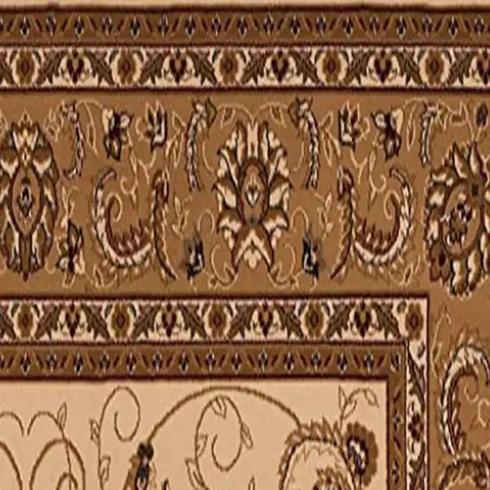 10' Beige And Ivory Oriental Runner Rug Photo 5