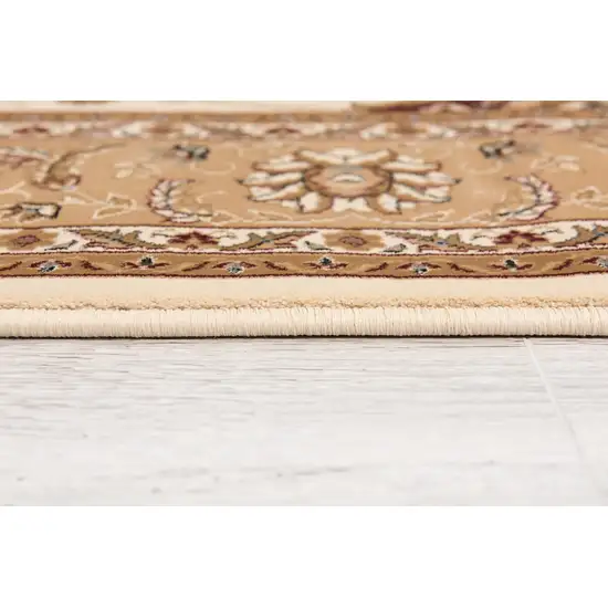 15' Beige And Ivory Oriental Runner Rug Photo 9