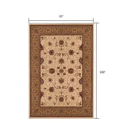 20' Beige And Ivory Oriental Runner Rug Photo 9