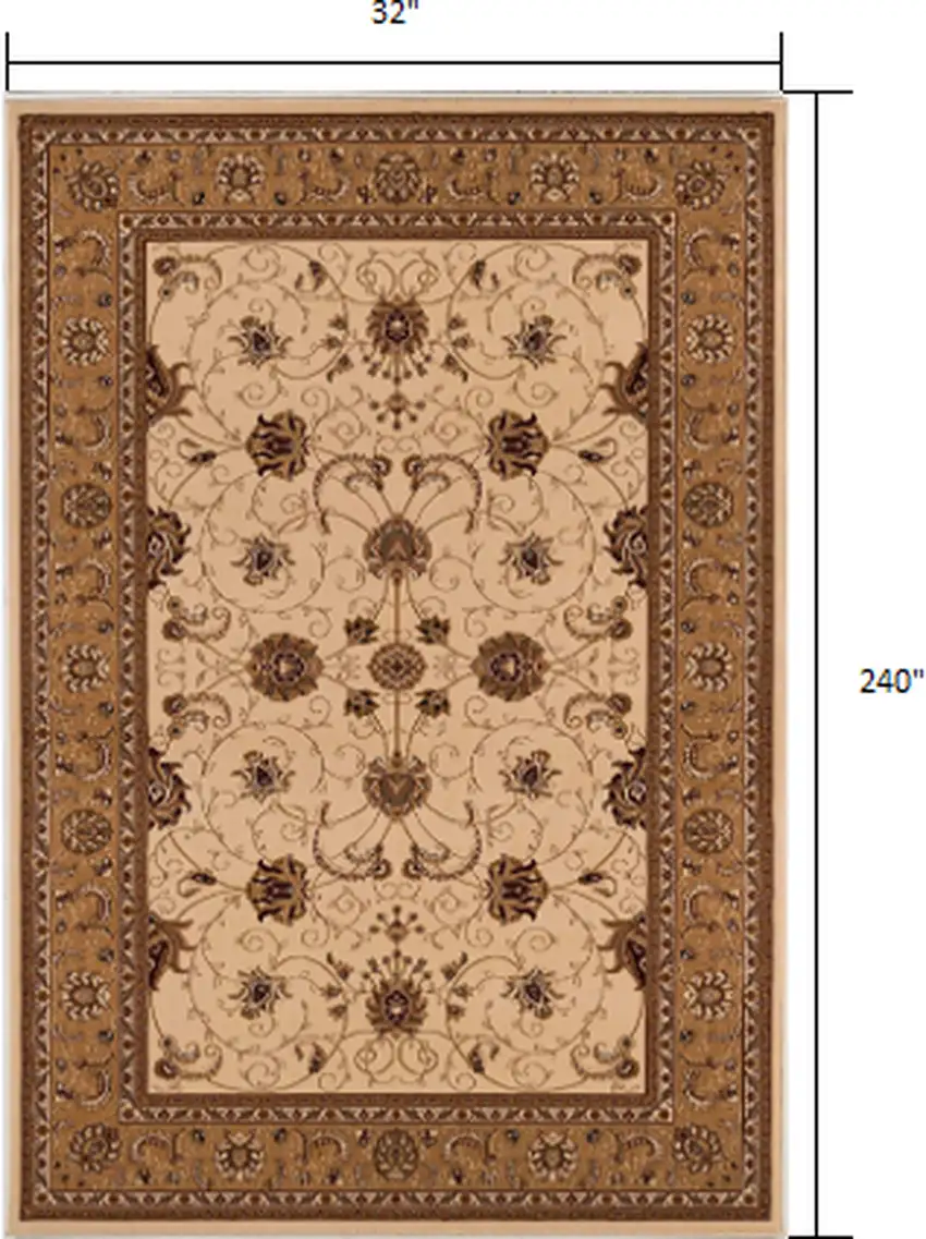 20' Beige And Ivory Oriental Runner Rug Photo 9