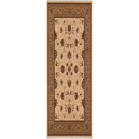 20' Beige And Ivory Oriental Runner Rug Photo 6