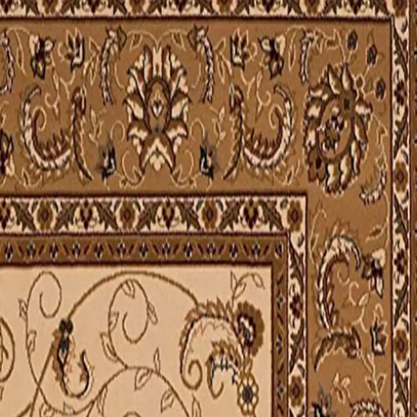 8' Beige And Ivory Oriental Runner Rug Photo 6