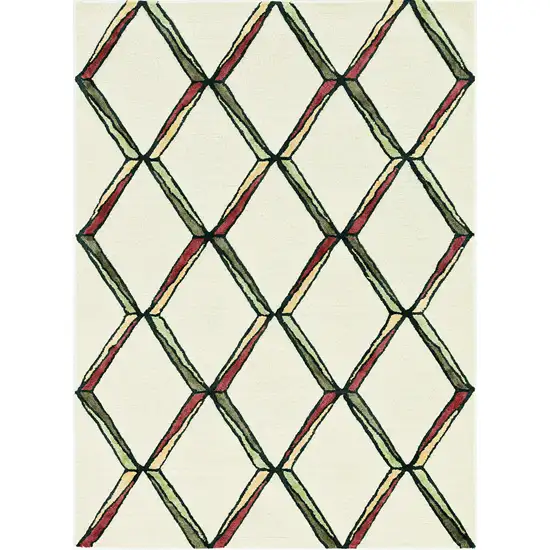 Cream or Gold Geometric Diamond Wool Runner Rug Photo 1