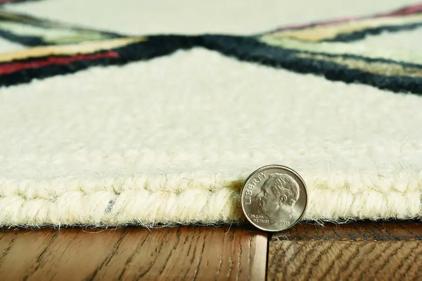 Cream or Gold Geometric Diamond Wool Runner Rug Photo 4