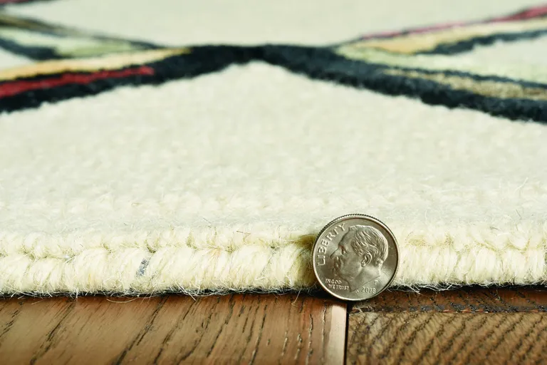 Cream or Gold Geometric Diamond Wool Runner Rug Photo 4