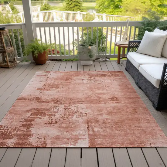 Crimson And Ivory Abstract Washable Indoor Outdoor Area Rug Photo 7