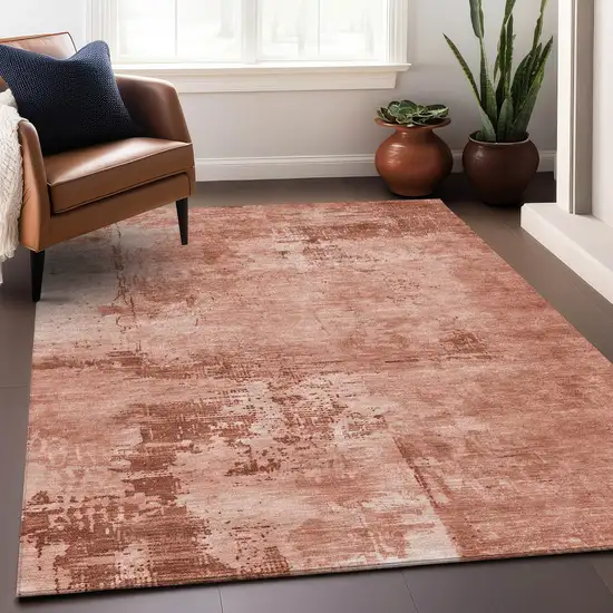 Crimson And Ivory Abstract Washable Indoor Outdoor Area Rug Photo 7
