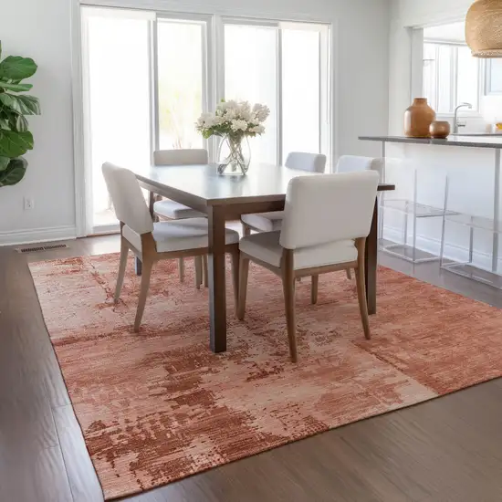 Crimson And Ivory Abstract Washable Indoor Outdoor Area Rug Photo 8