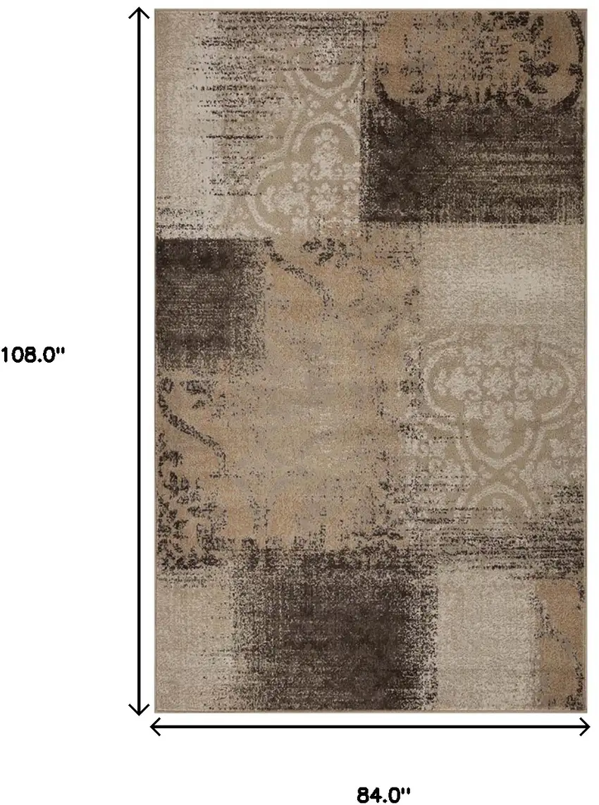 Damask Distressed Stain Resistant Area Rug Photo 7