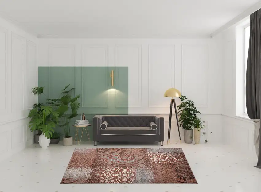 Damask Distressed Stain Resistant Area Rug Photo 8