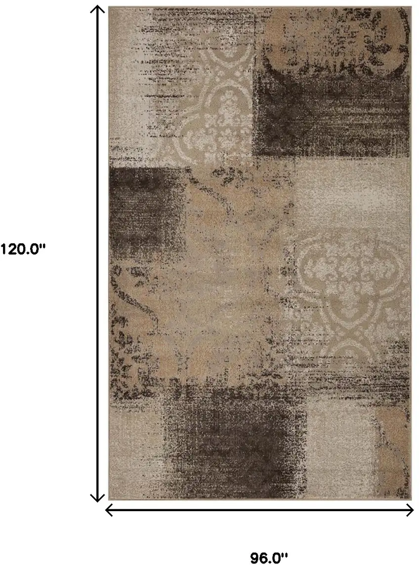 Damask Distressed Stain Resistant Area Rug Photo 7