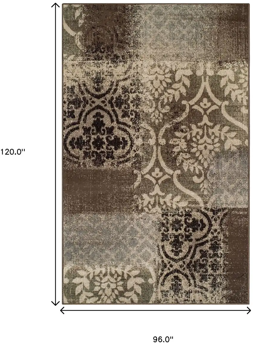 Damask Distressed Stain Resistant Area Rug Photo 7