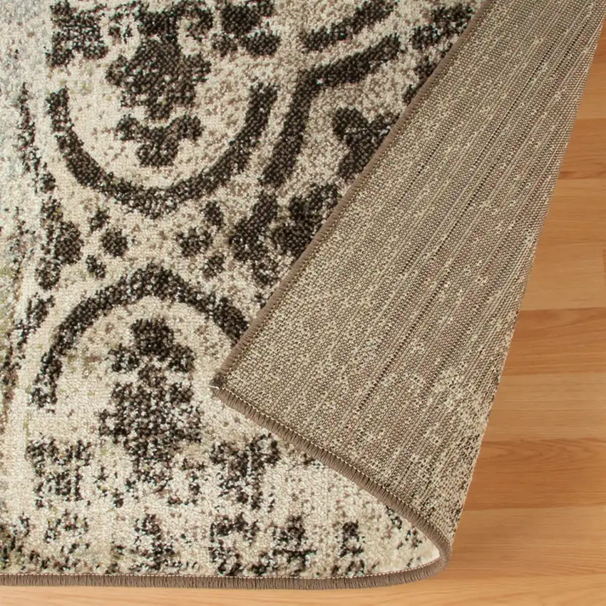 Damask Distressed Stain Resistant Area Rug Photo 4