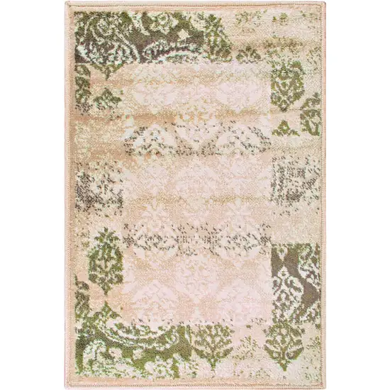 Damask Power Loom Distressed Stain Resistant Area Rug Photo 1