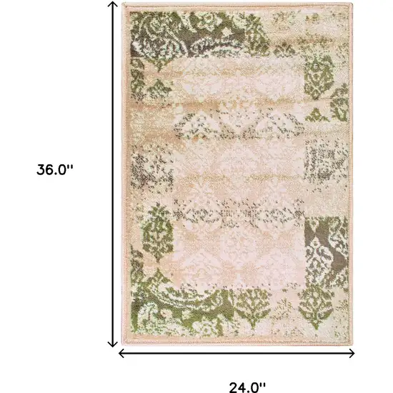 Damask Power Loom Distressed Stain Resistant Area Rug Photo 5