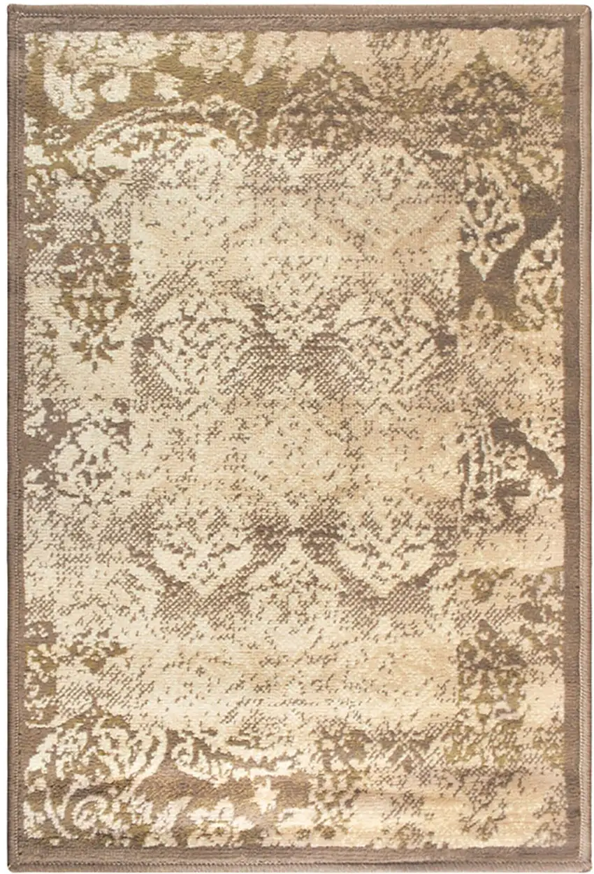 Damask Power Loom Distressed Stain Resistant Area Rug Photo 1