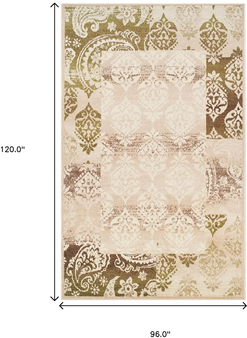 Damask Power Loom Distressed Stain Resistant Area Rug Photo 8