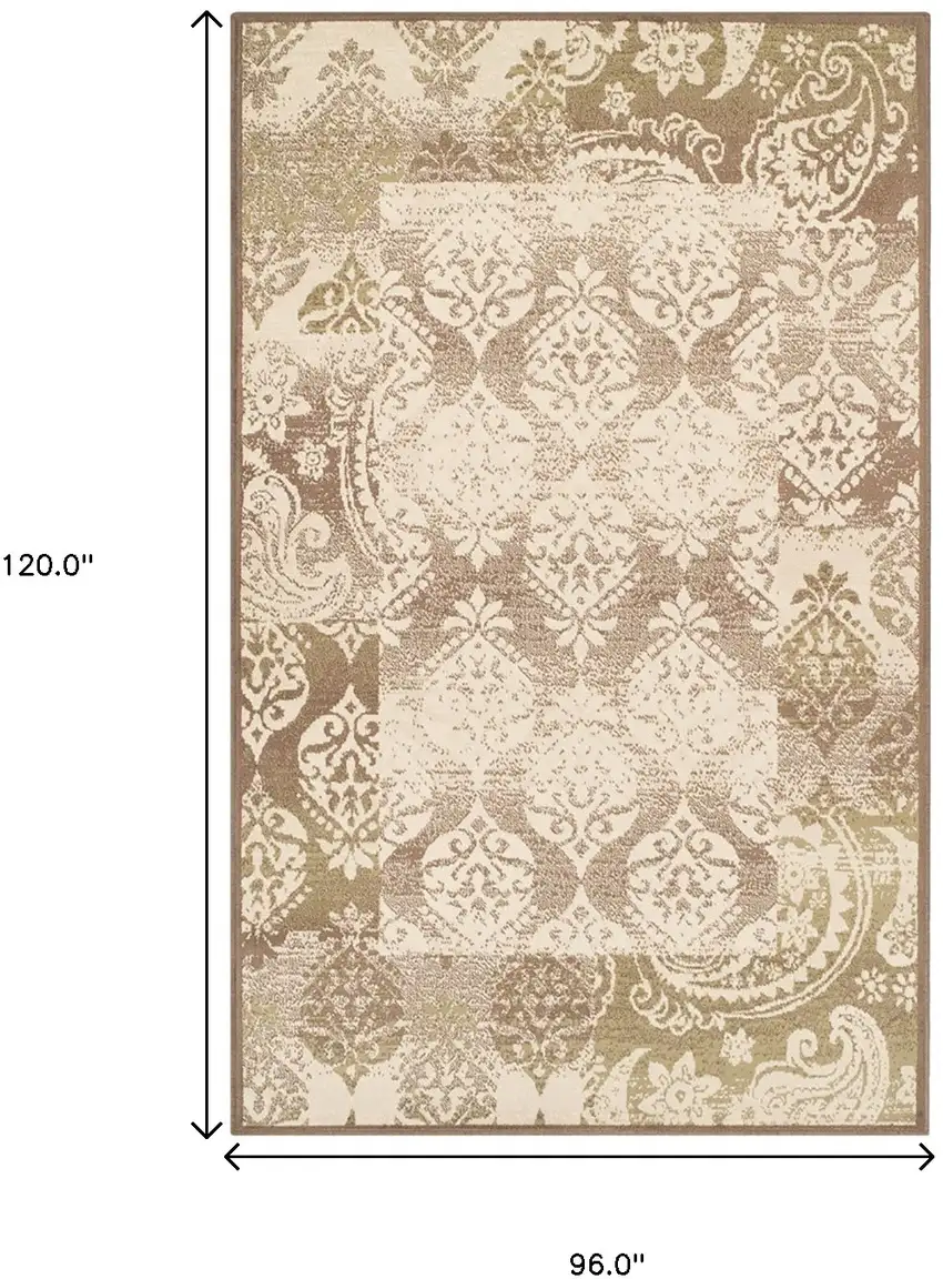 Damask Power Loom Distressed Stain Resistant Area Rug Photo 6