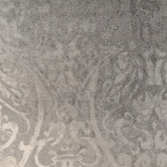Grey Damask Power Loom Stain Resistant Area Rug Photo 5