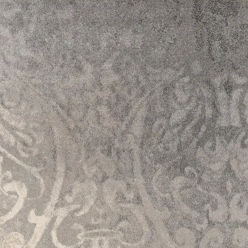 Grey Damask Power Loom Stain Resistant Area Rug Photo 5