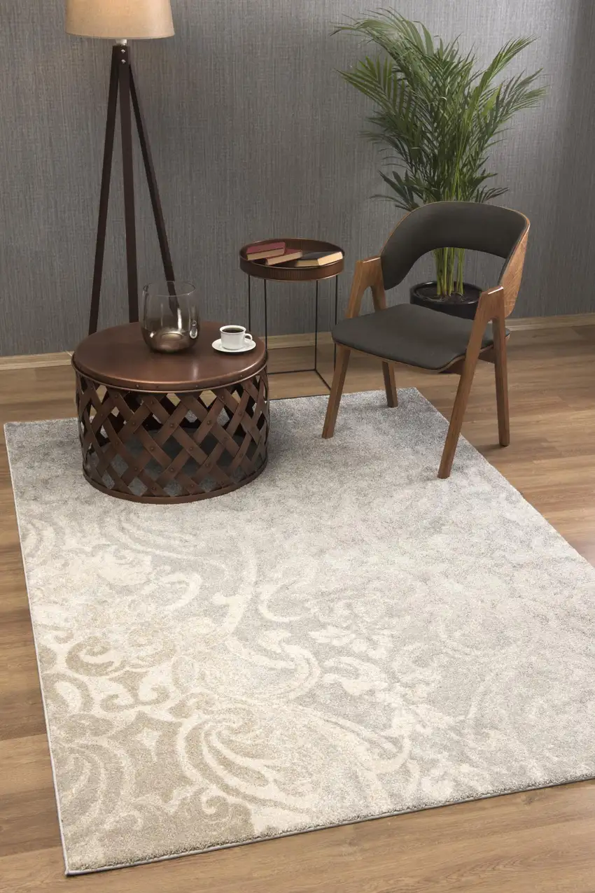 Damask Power Loom Stain Resistant Area Rug Photo 2