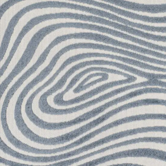 Dark Blue And Cream Abstract Indoor Outdoor Area Rug Photo 2