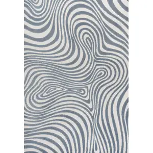 Photo of Dark Blue And Cream Abstract Indoor Outdoor Area Rug