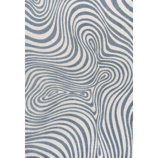 Dark Blue And Cream Abstract Indoor Outdoor Area Rug Photo 1